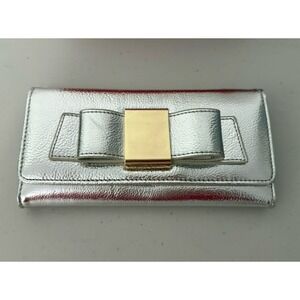 Ivanka Trump Blair Silver Wallet Clutch Metallic Zip Organizer NWT